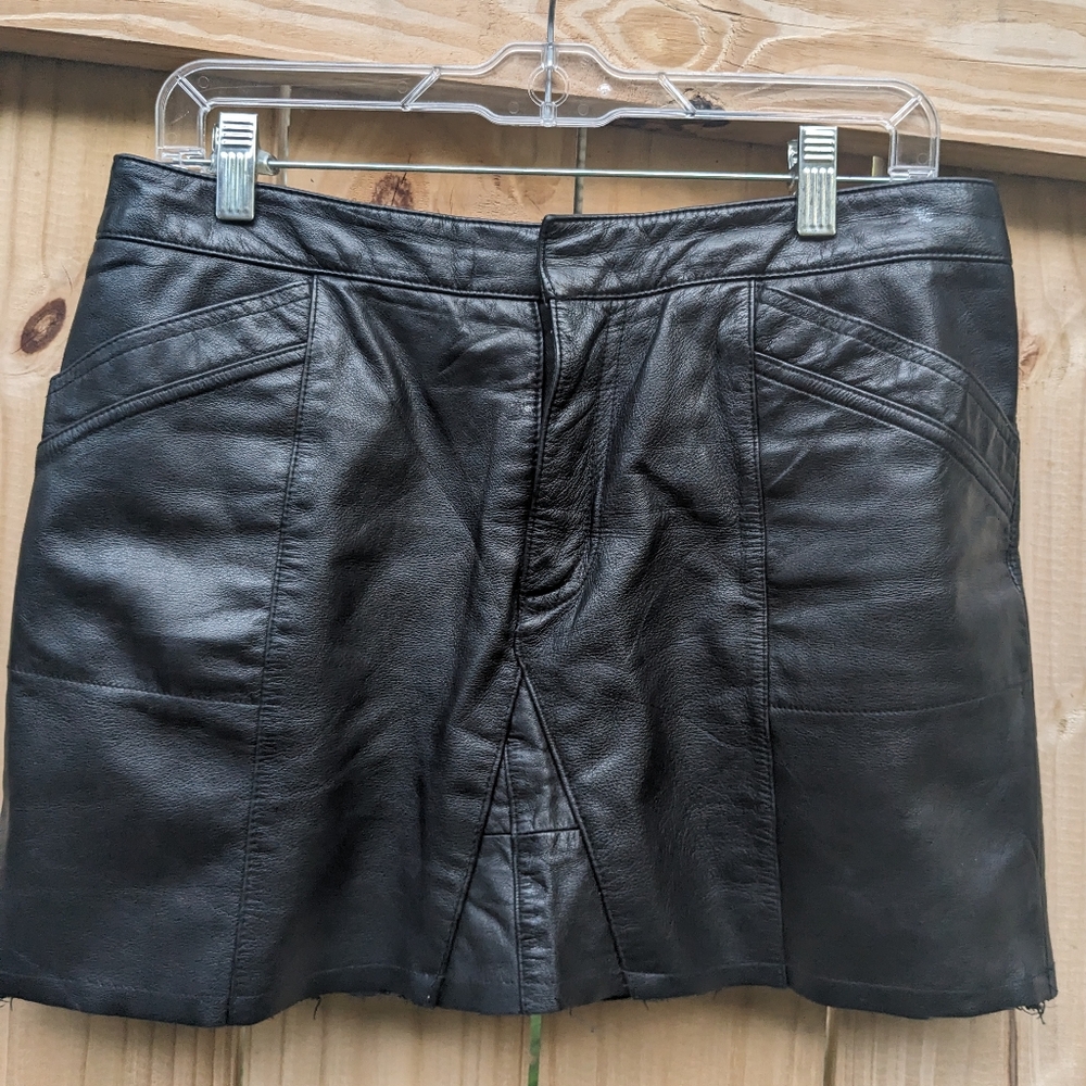 Vintage Leather Skirt With Pockets